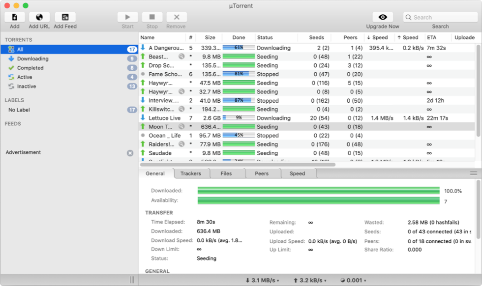 µTorrent Classic in-client